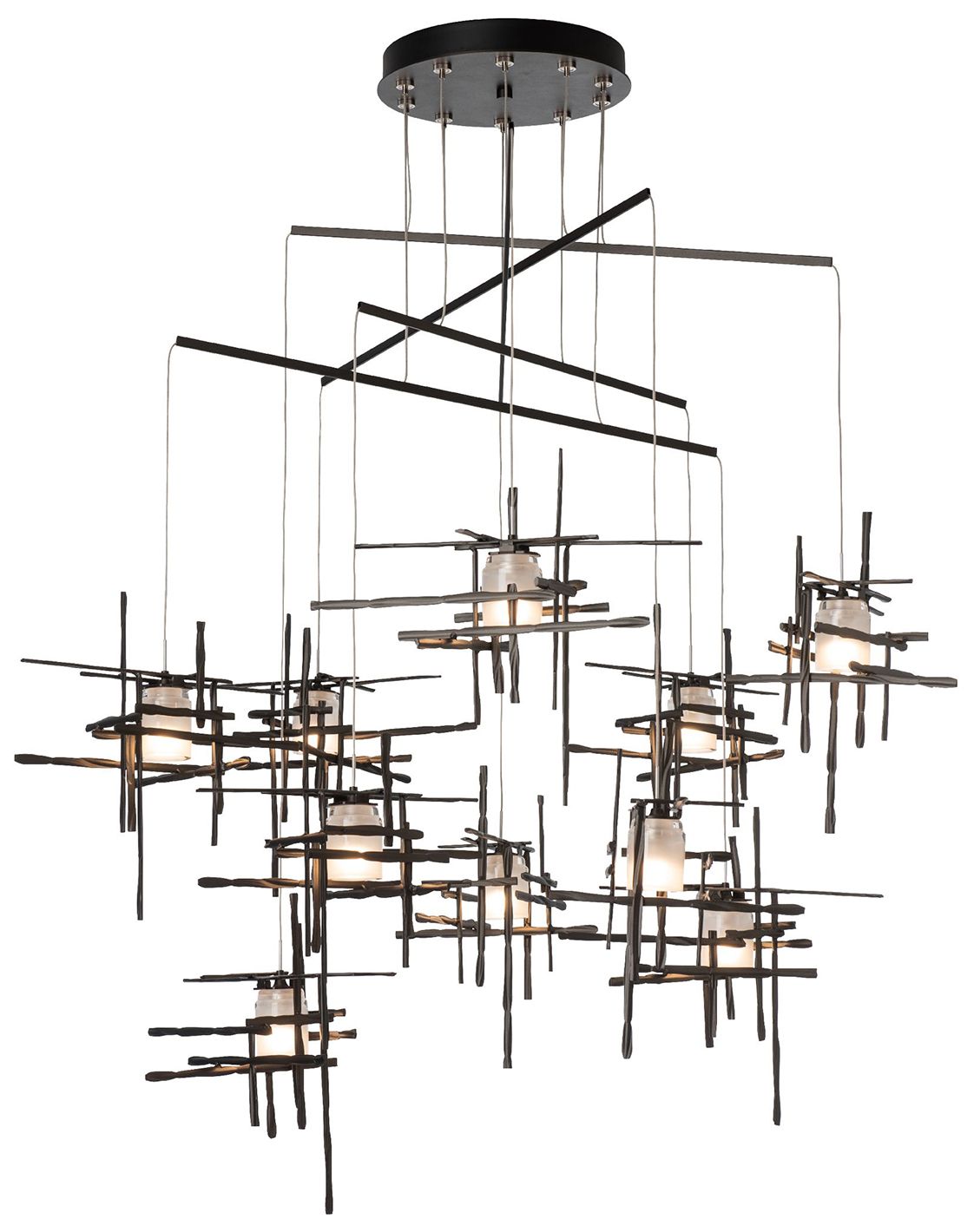 Tura 48.9"W 10-Light Oil Rubbed Bronze Mobile Pendant w/ Frosted Shade