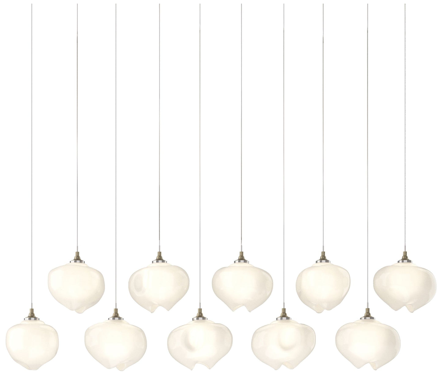 Ume 44.7"W 10-Light Rectangular Soft Gold Long Pendant w/ Frosted Shad