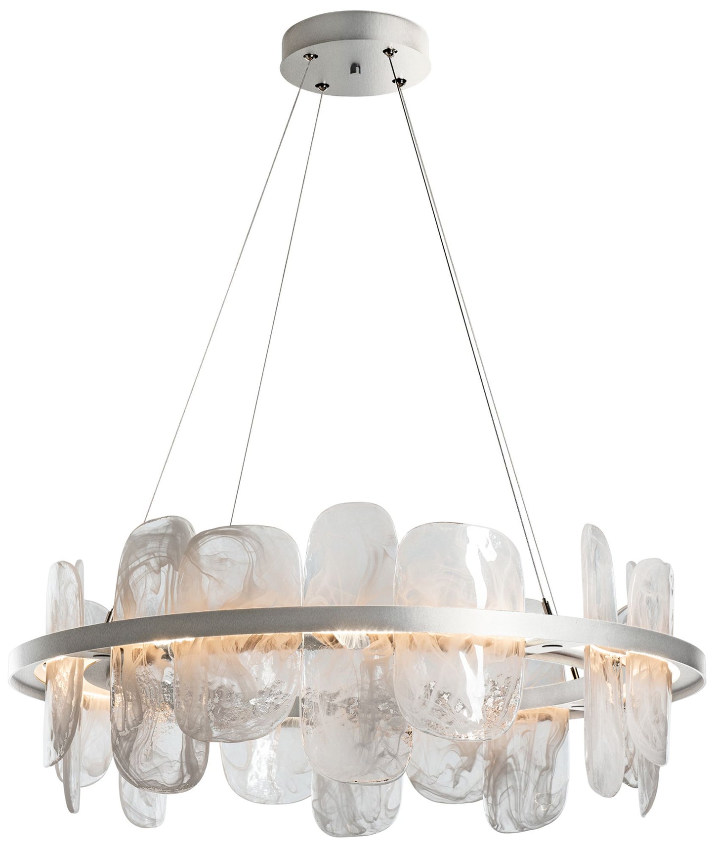Vitre Circular LED Pendant - Sterling - White Glass - Standard Height