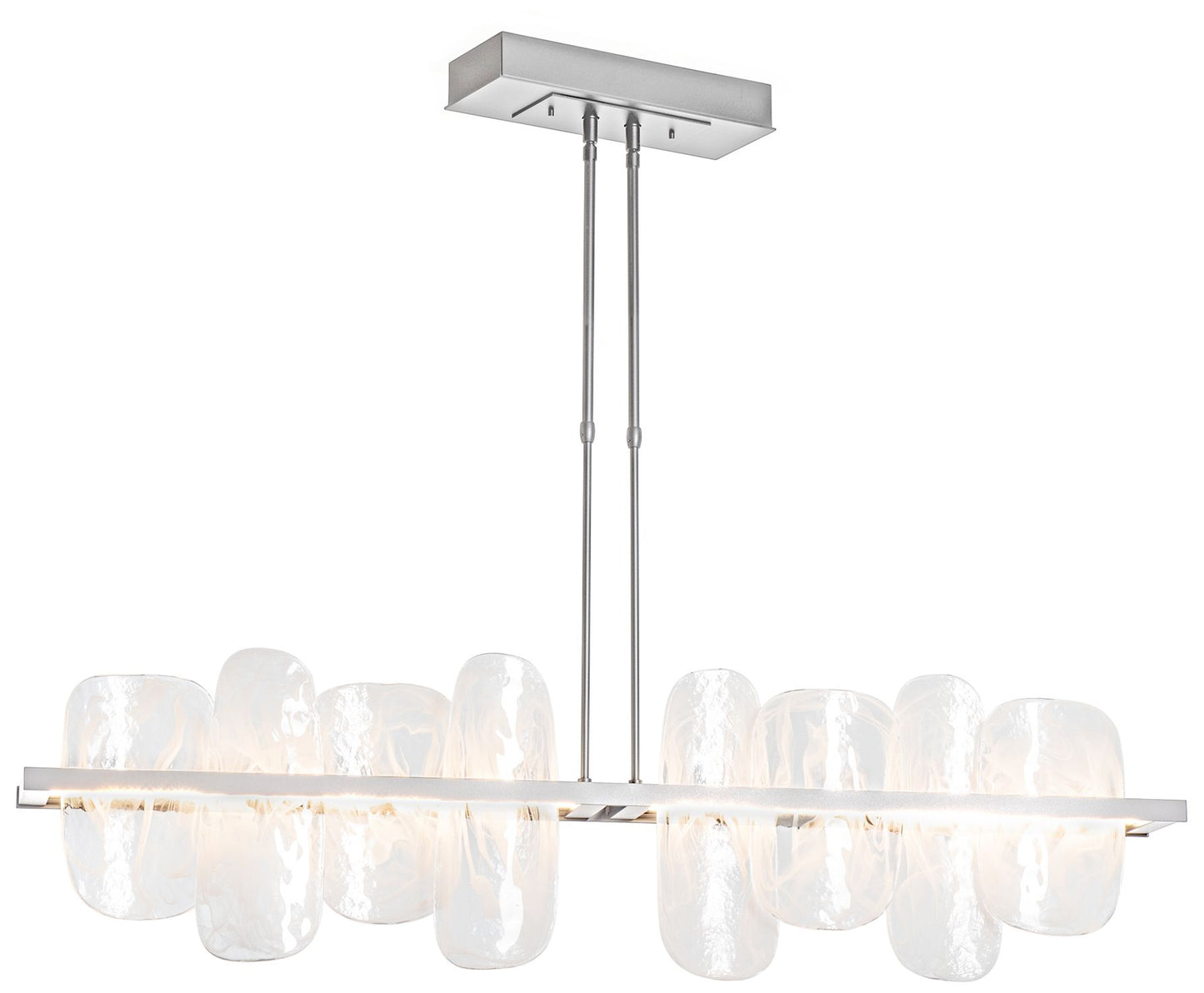 Vitre Large Linear LED Pendant - Platinum - White Glass - Standard Height
