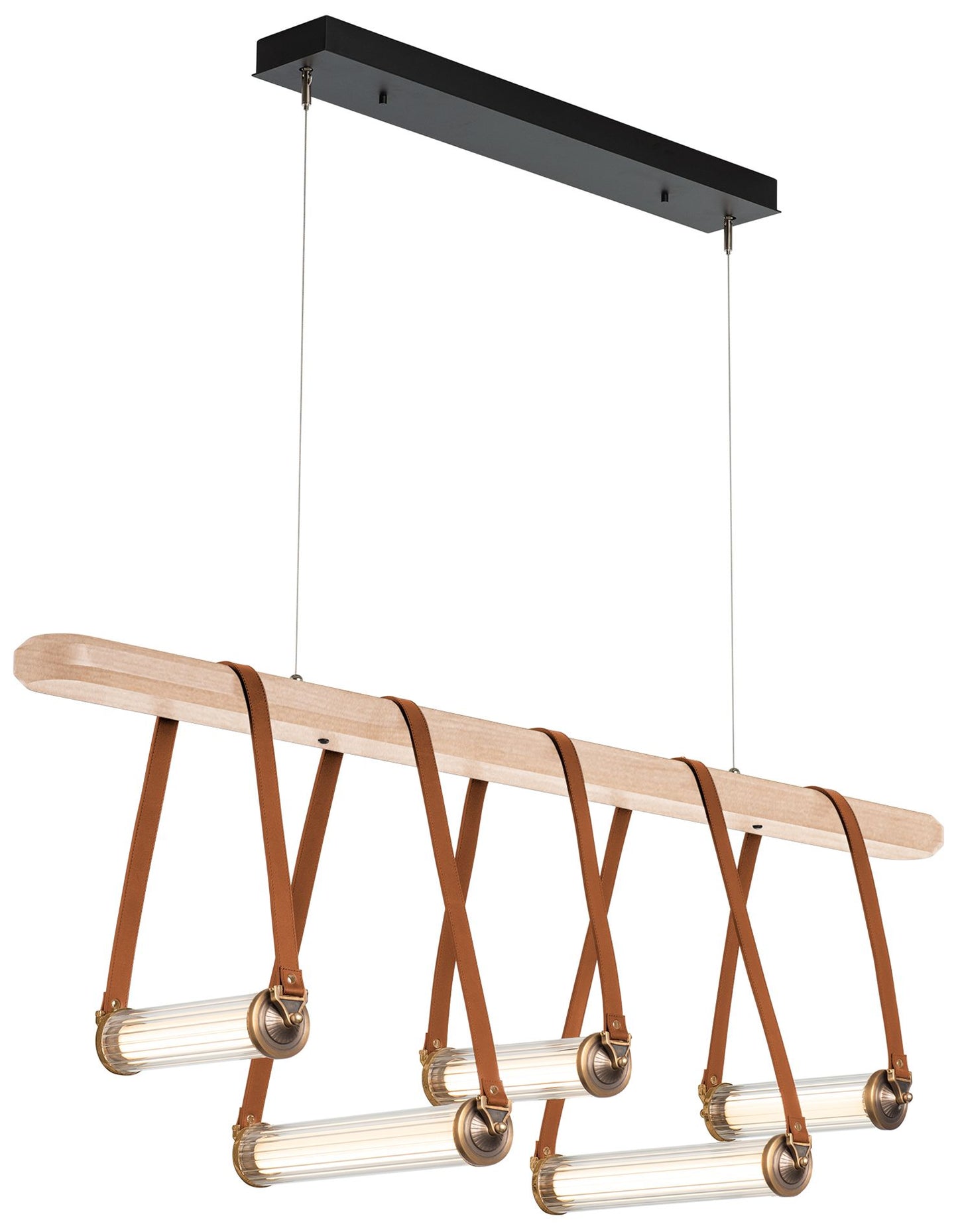 York Linear 5-Light LED Pendant - Brass - Brown - Maple - Clear - Standard