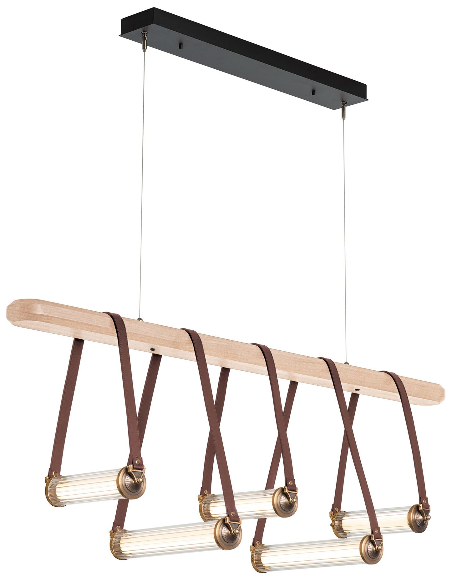 York Linear 5-Light LED Pendant - Brass - Brown - Maple - Clear - Standard