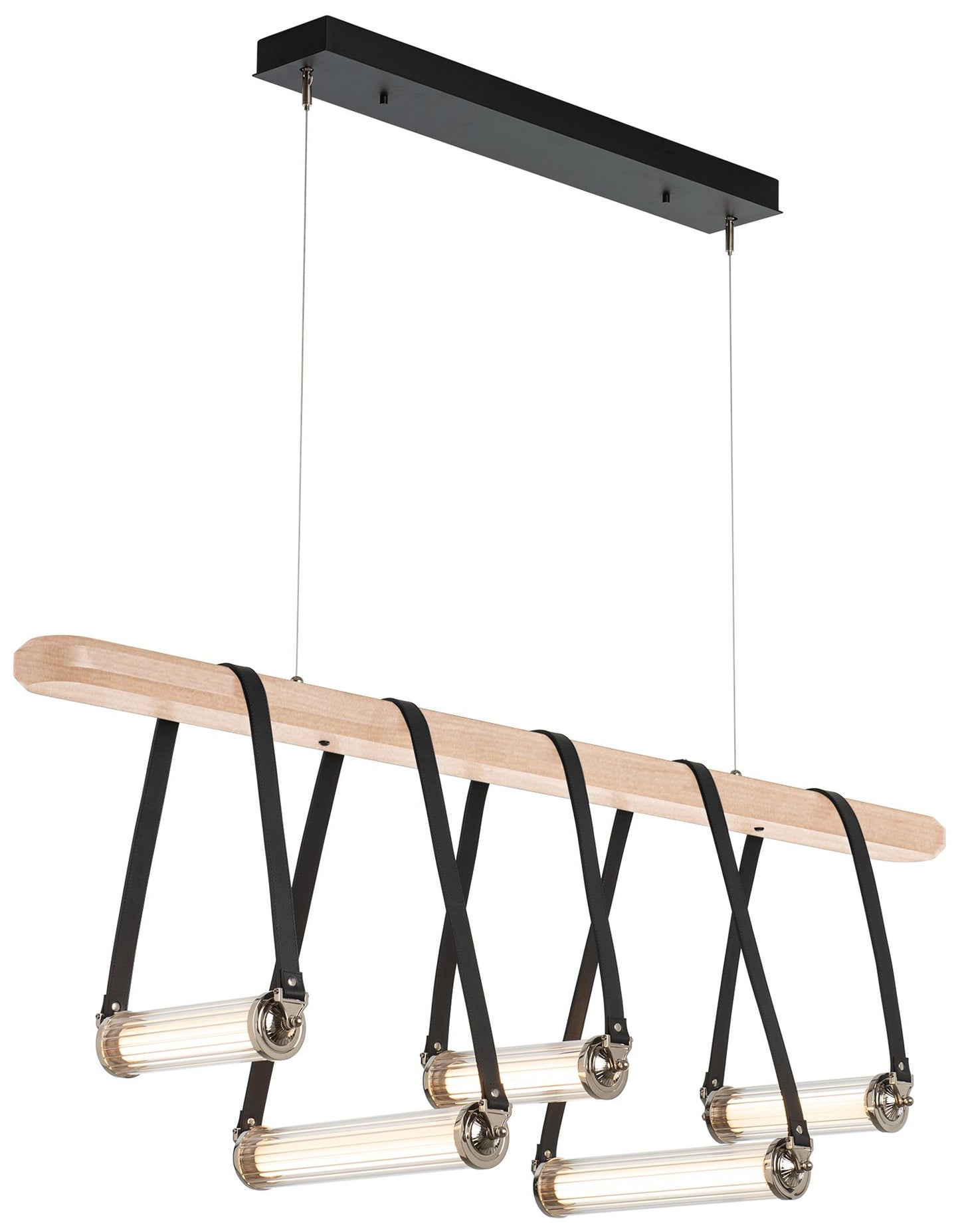 York Linear 5-Light LED Pendant - Nickel - Black - Maple - Clear - Standard