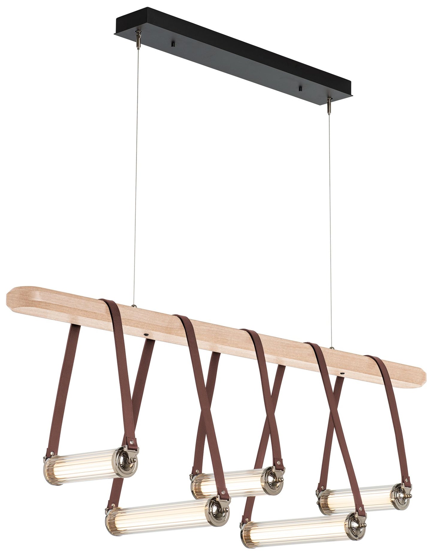 York Linear 5-Light LED Pendant - Nickel - Brown - Maple - Clear - Standard