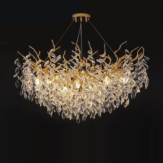 31 inch Round Crystal Branch Chandelier