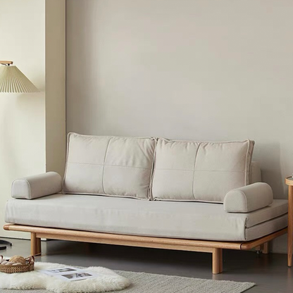 Mid-Century Pullout Sofa Bed with Wood Convertible Sleeper Sofa