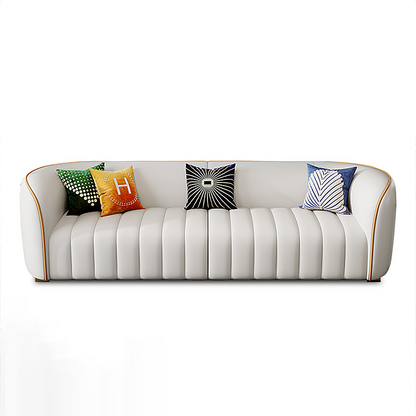 Modern White Luxury Leather Sectional Sofa with Pine Wood Frame