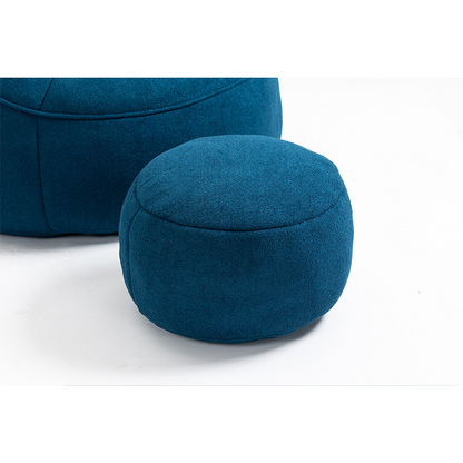 40" Blue High Pressure Bean Bag Sofa Chair with Padded Foam & Footrest