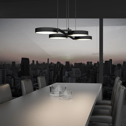 Light Guide 37.5" Wide 4.Light Satin Black Ring LED Pendant