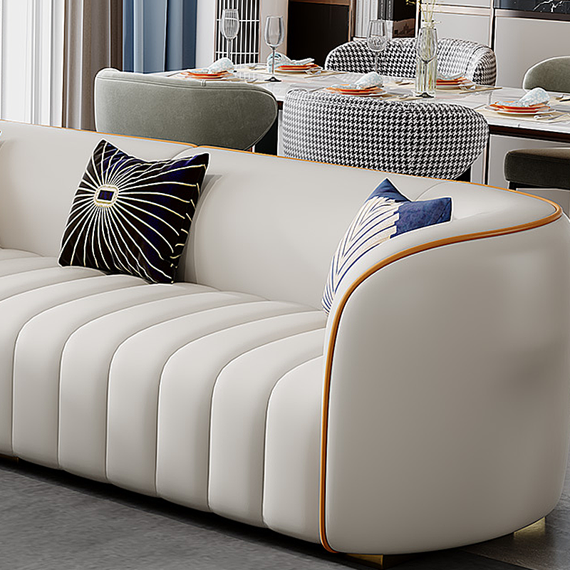 Modern White Luxury Leather Sectional Sofa with Pine Wood Frame