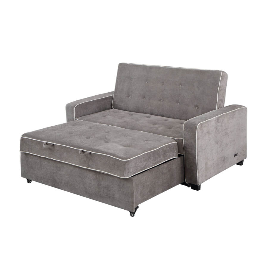 Gray Fabric Sleeper Sofa - Adjustable Loveseat Couch with Dual USB Ports