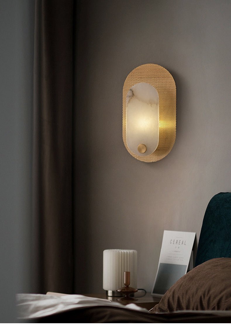 Perforated Oval Alabaster Wall Sconce