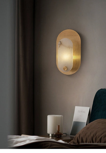 Perforated Oval Alabaster Wall Sconce