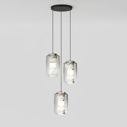 Alabaster Glass Cylinder Pendant Light