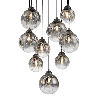 Metropolitan Neveh 9-Light 23.63-in Gun Metal Pendant with Grey Glass Shade