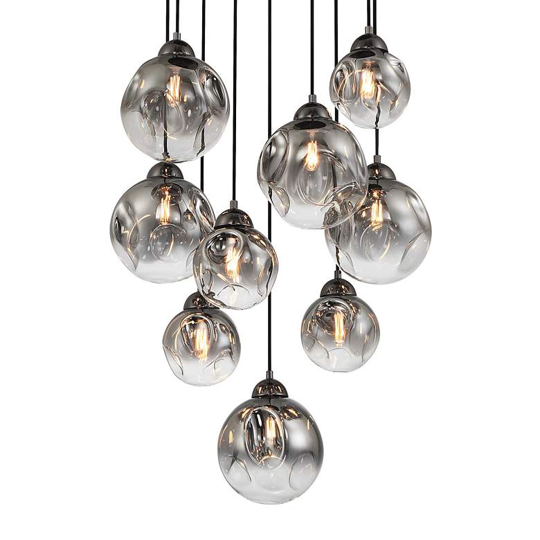 Metropolitan Neveh 9-Light 23.63-in Gun Metal Pendant with Grey Glass Shade