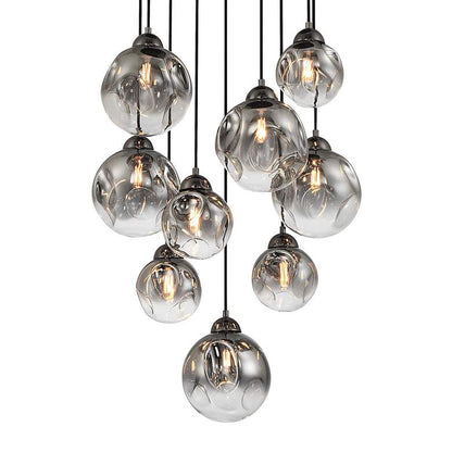 Metropolitan Neveh 9-Light 23.63-in Gun Metal Pendant with Grey Glass Shade