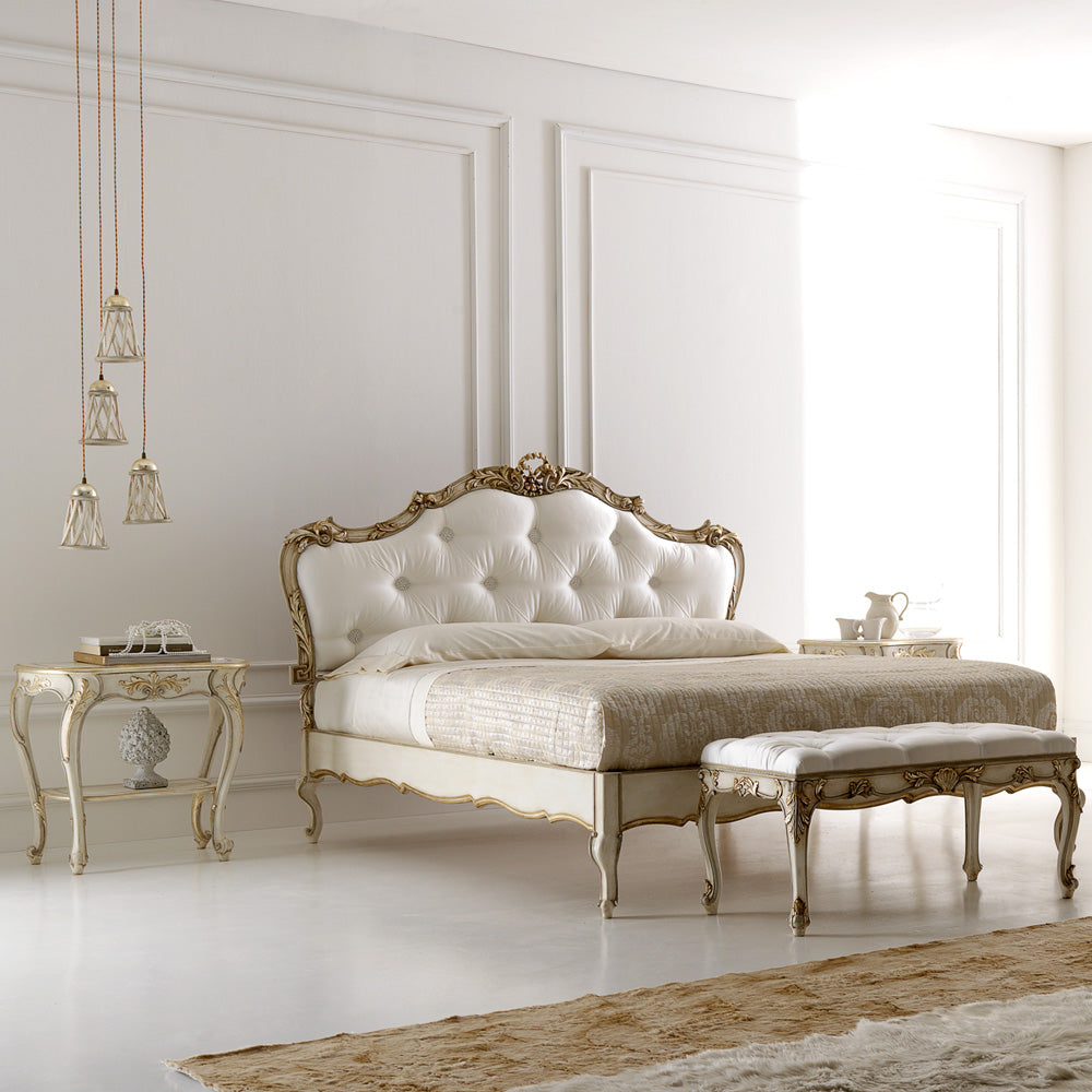 Luxurious Rococo Italian Button Upholstered Bed