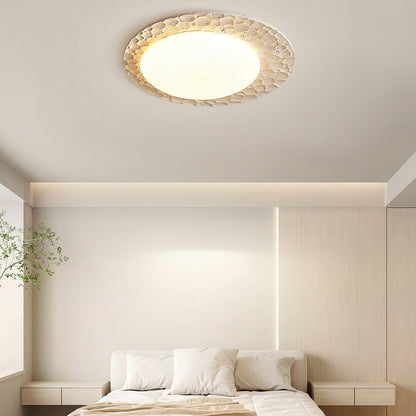 Textured Organic Travertine Ceiling Lamp