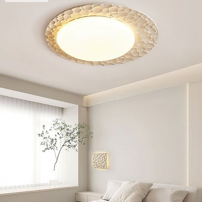 Textured Organic Travertine Ceiling Lamp