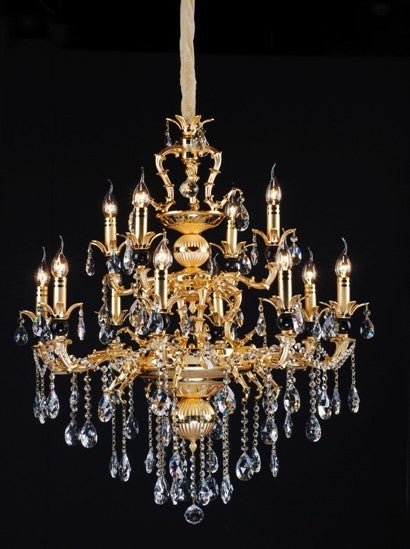Gold plated 12 Light Zinc Alloy crystal Chandelier