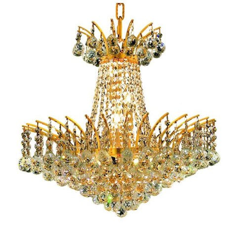 Gold Eight-Light Chandelier with Clear Royal Cut Crystals