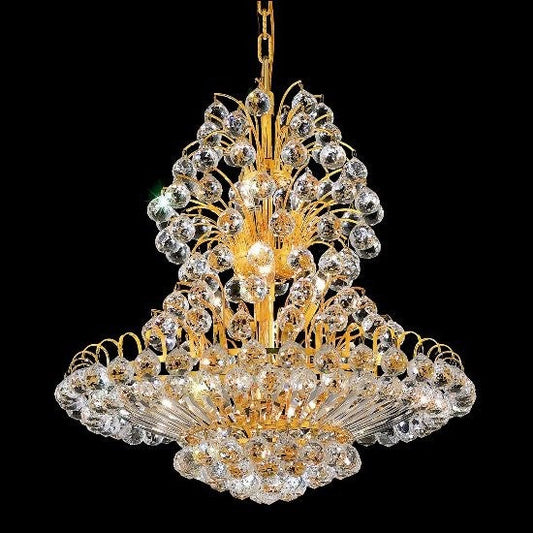 Gold plated 14 Light crystal Chandelier dressed with crystal ball