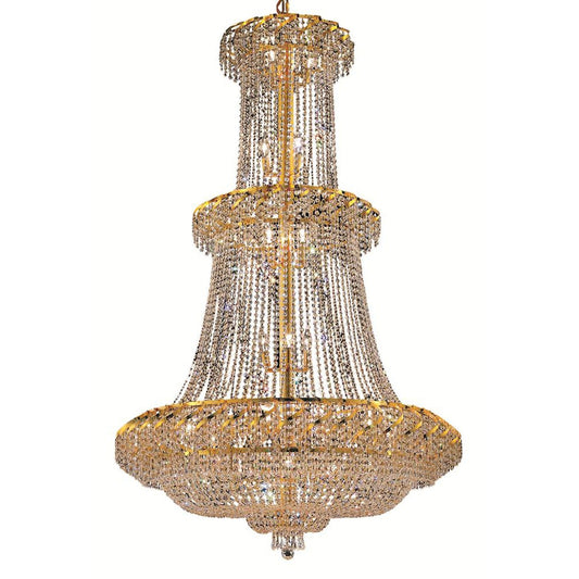 Belenus Gold Thirty-Two Light 42-Inch Chandelier with Royal Cut Clear Crystal