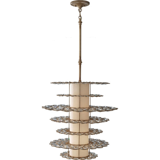 Burnished Silver Crystal Two-Light Fluorescent Pendant