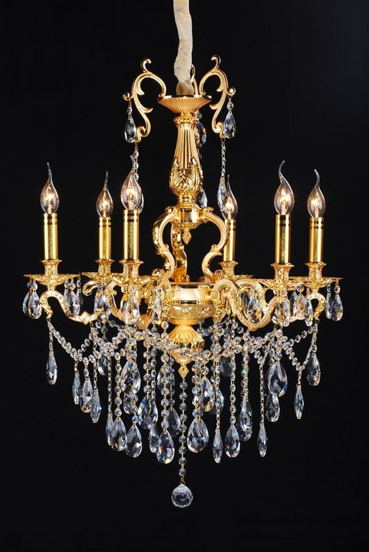 Gold plated 6 light traditional crystal Chandelier