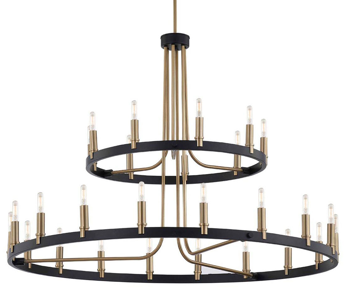 Matte Black Brass Tiered Chandelier