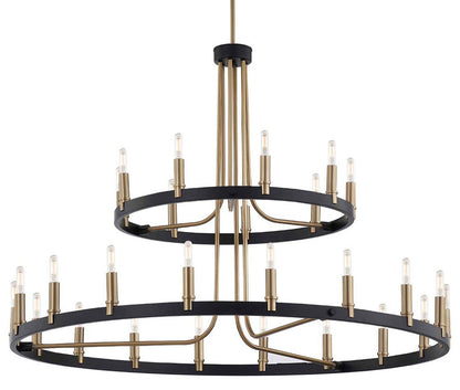 Matte Black Brass Tiered Chandelier