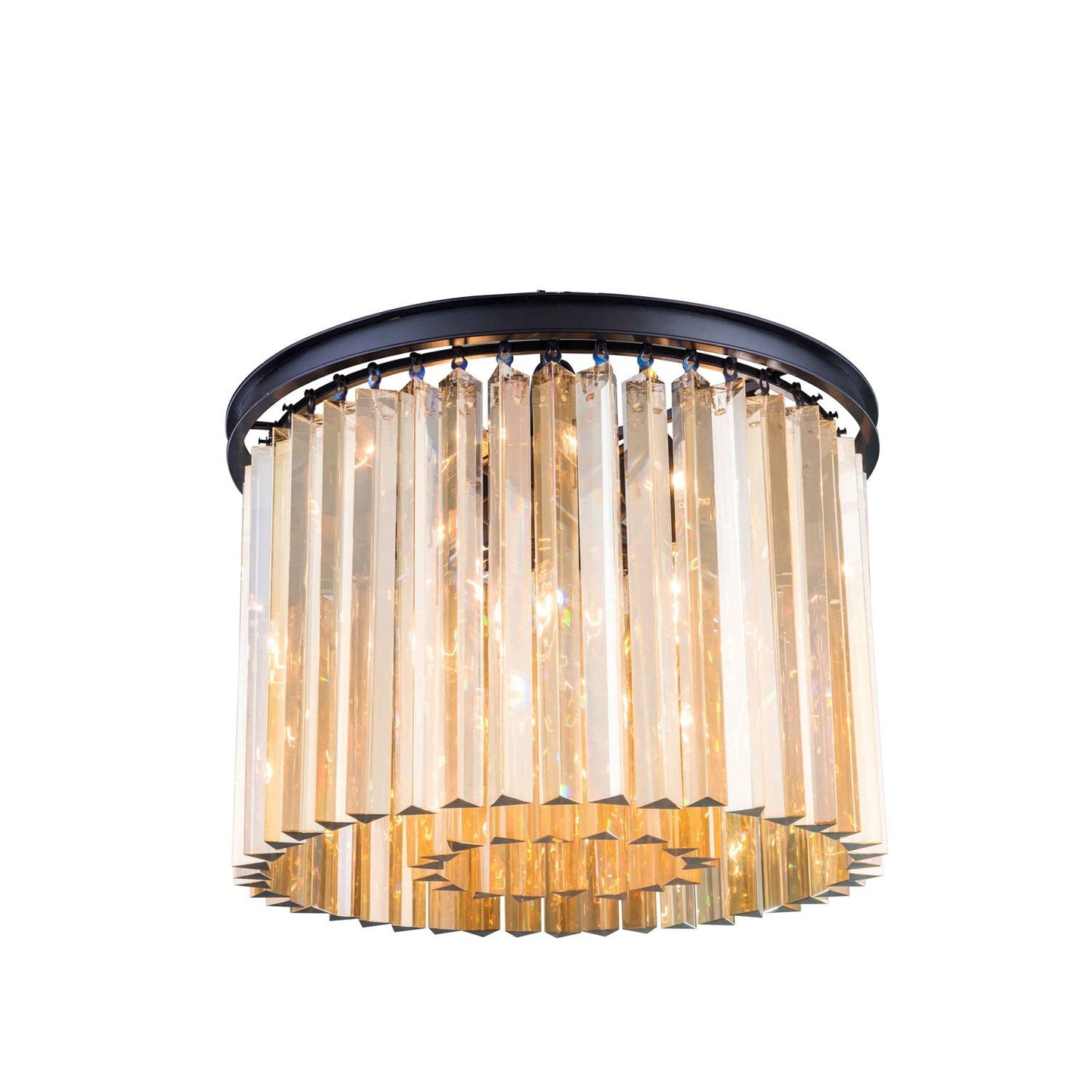 Sydney Mocha Brown Six-Light Flushmount with Royal Cut Golden Teak Crystals