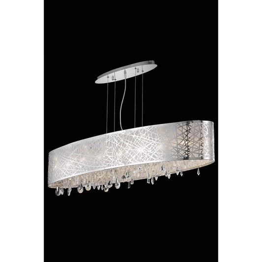Mirage Chrome Seven-Light Pendant with Royal Cut Crystal and Metal Shade