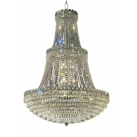 Century Prism Chrome Seventeen-Light 30-Inch Three-Tier Chandelier with Royal Cut Clear Crystal