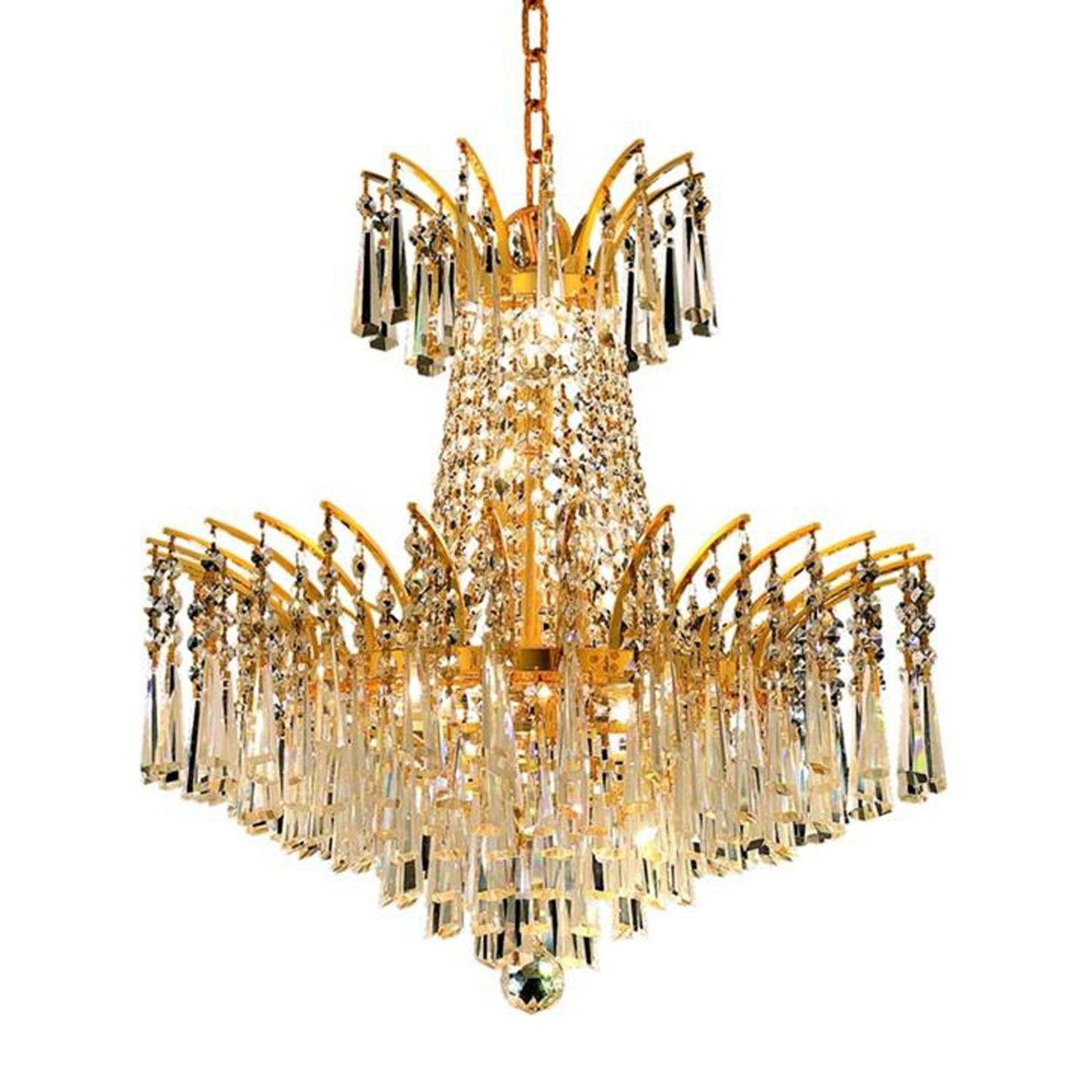 Gold Eight-Light Chandelier with Clear Royal Cut Crystals