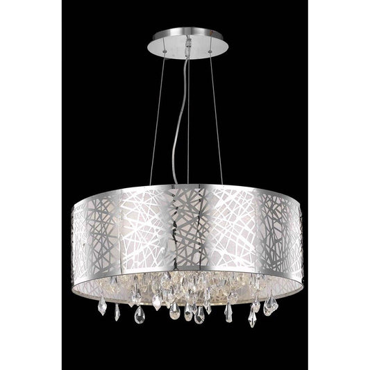 Mirage Chrome Six-Light Pendant with Royal Cut Crystal and Metal Shade