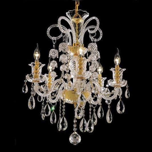 Gold plated 6 Light Bohemian crystal Chandelier