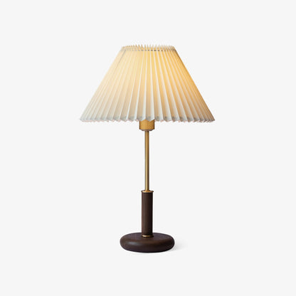 Pleated Walnut Side table lamp Table Lamp