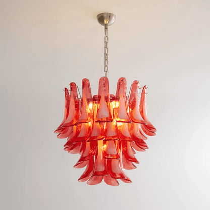 Crimson Glass Murano Petals Chandelier
