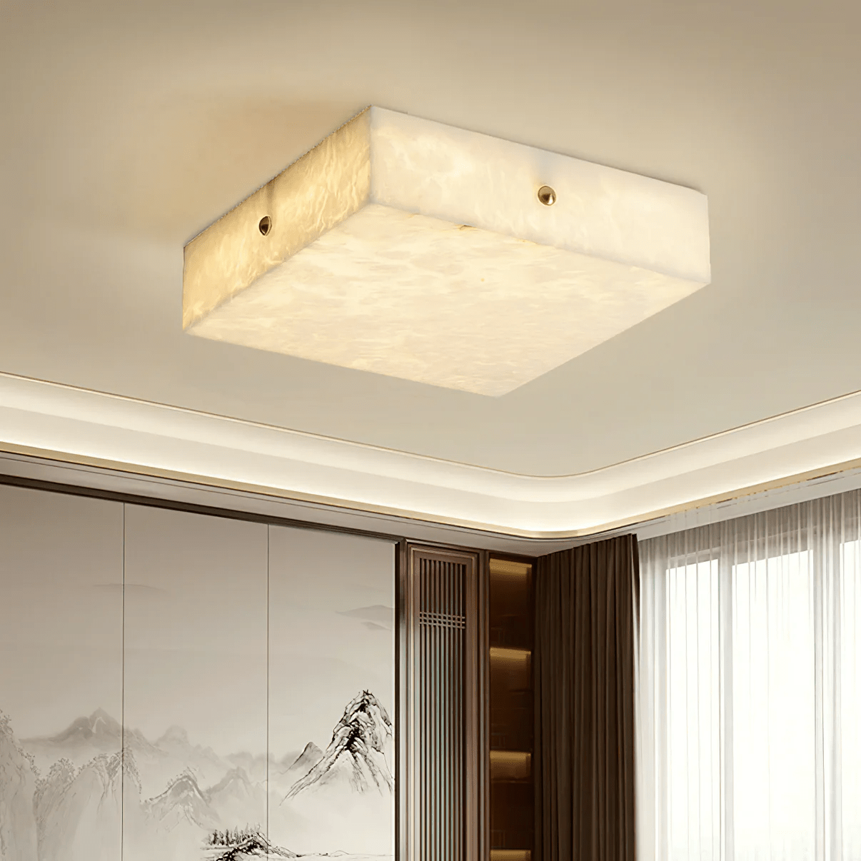 Square Alabaster Ceiling Light