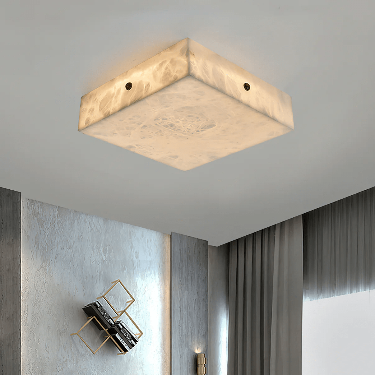 Square Alabaster Ceiling Light