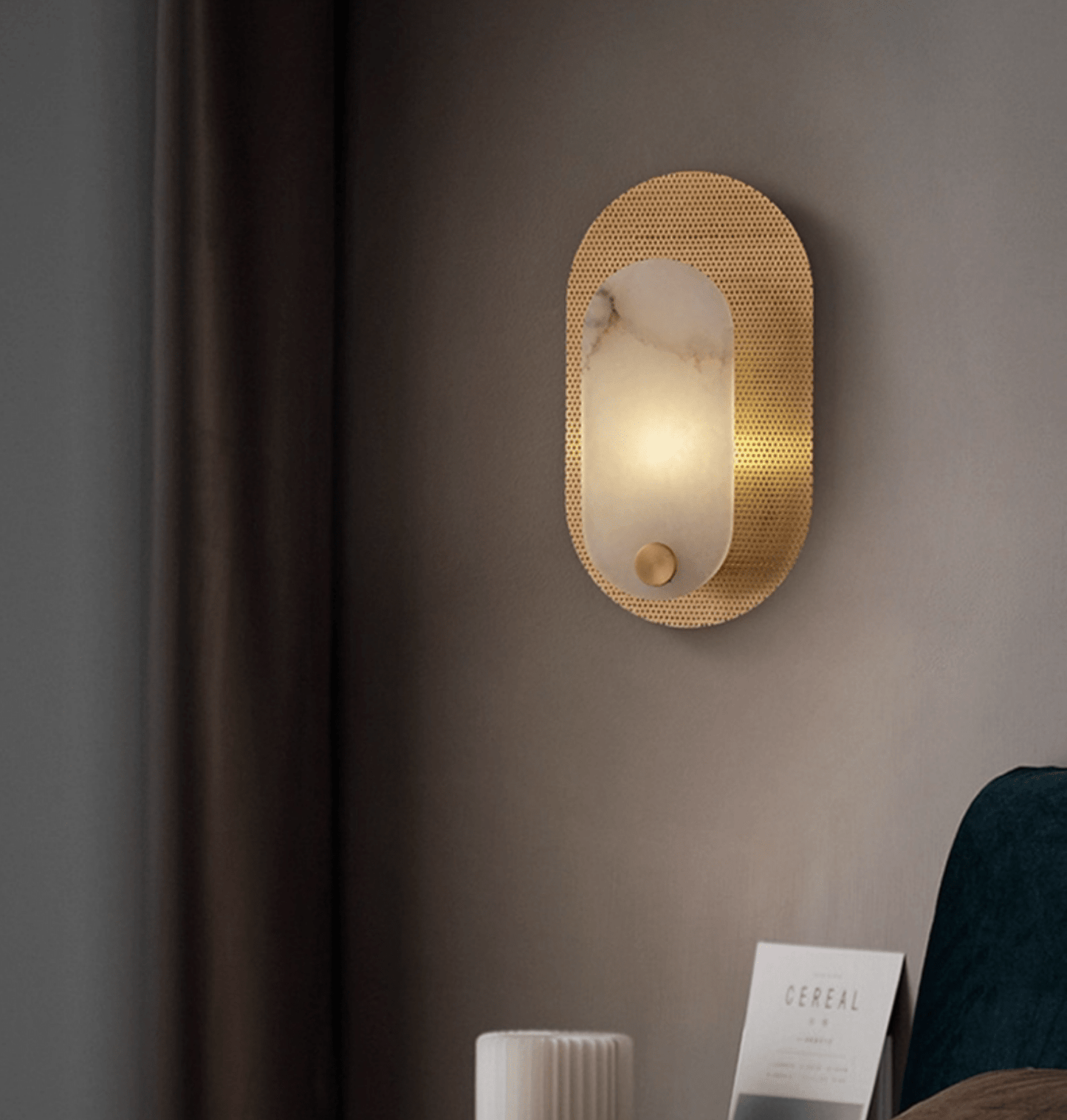 Perforated Oval Alabaster Wall Sconce
