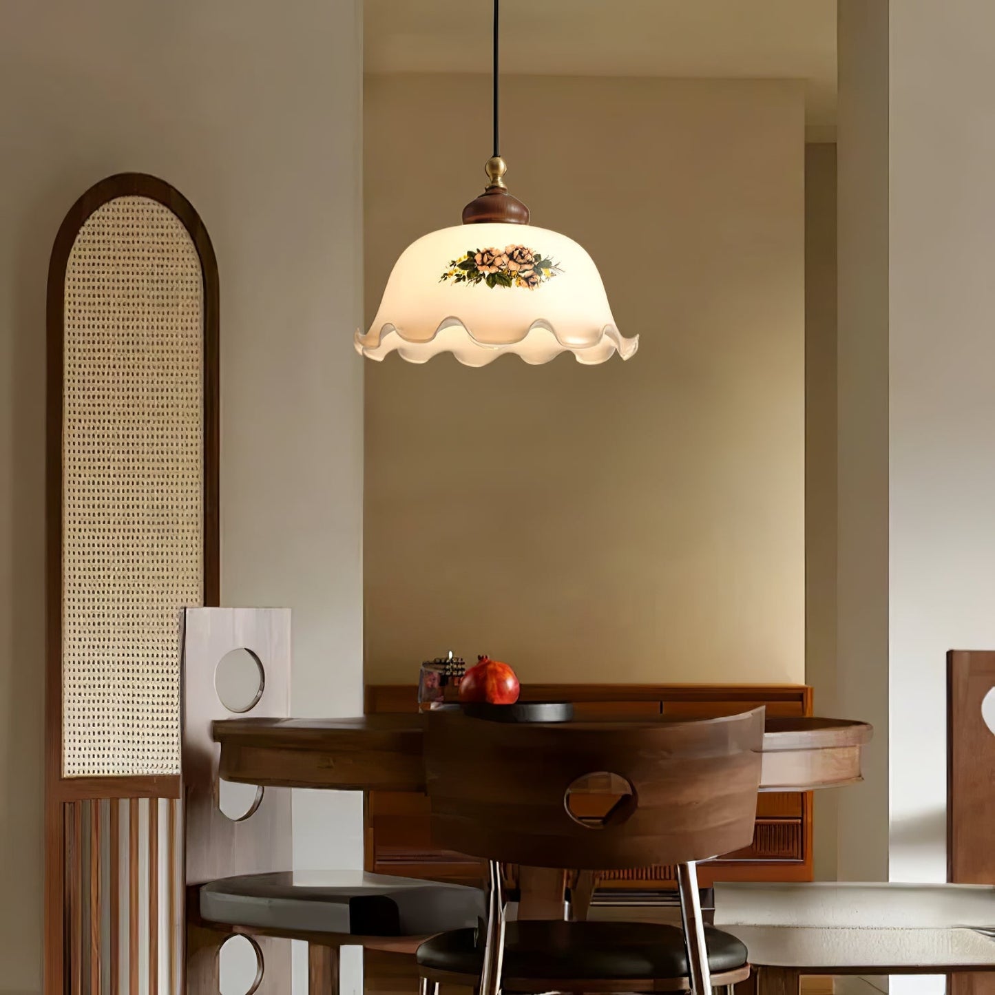 Floral Patterned Glass Pendant Light