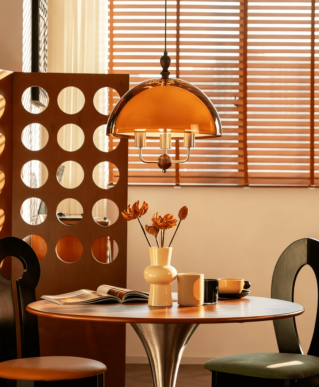 Amber Dome Shaped Pendant Light