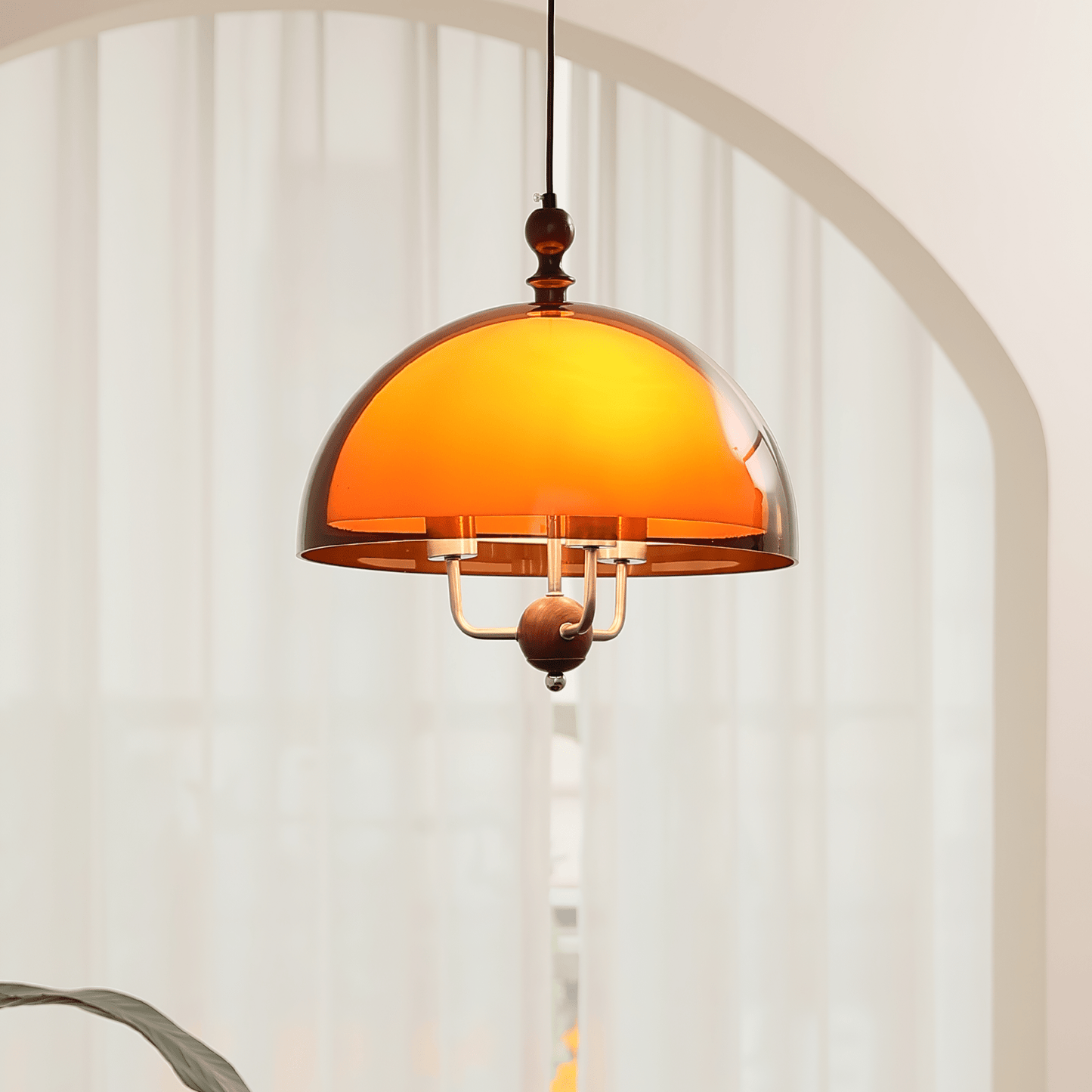 Amber Dome Shaped Pendant Light