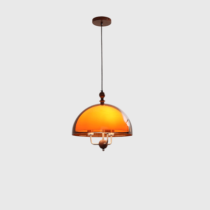 Amber Dome Shaped Pendant Light