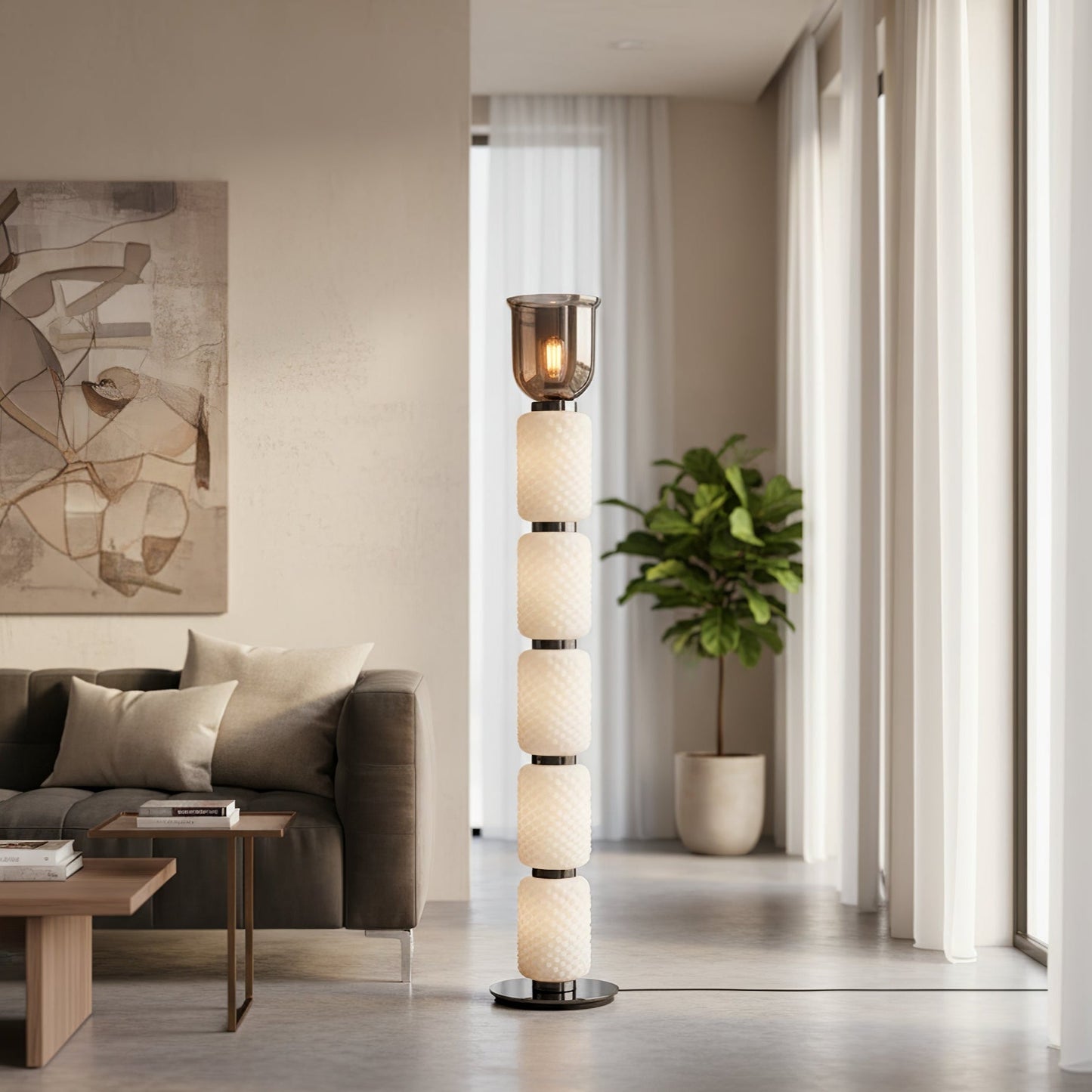 Textured Layered Glass Floor Light