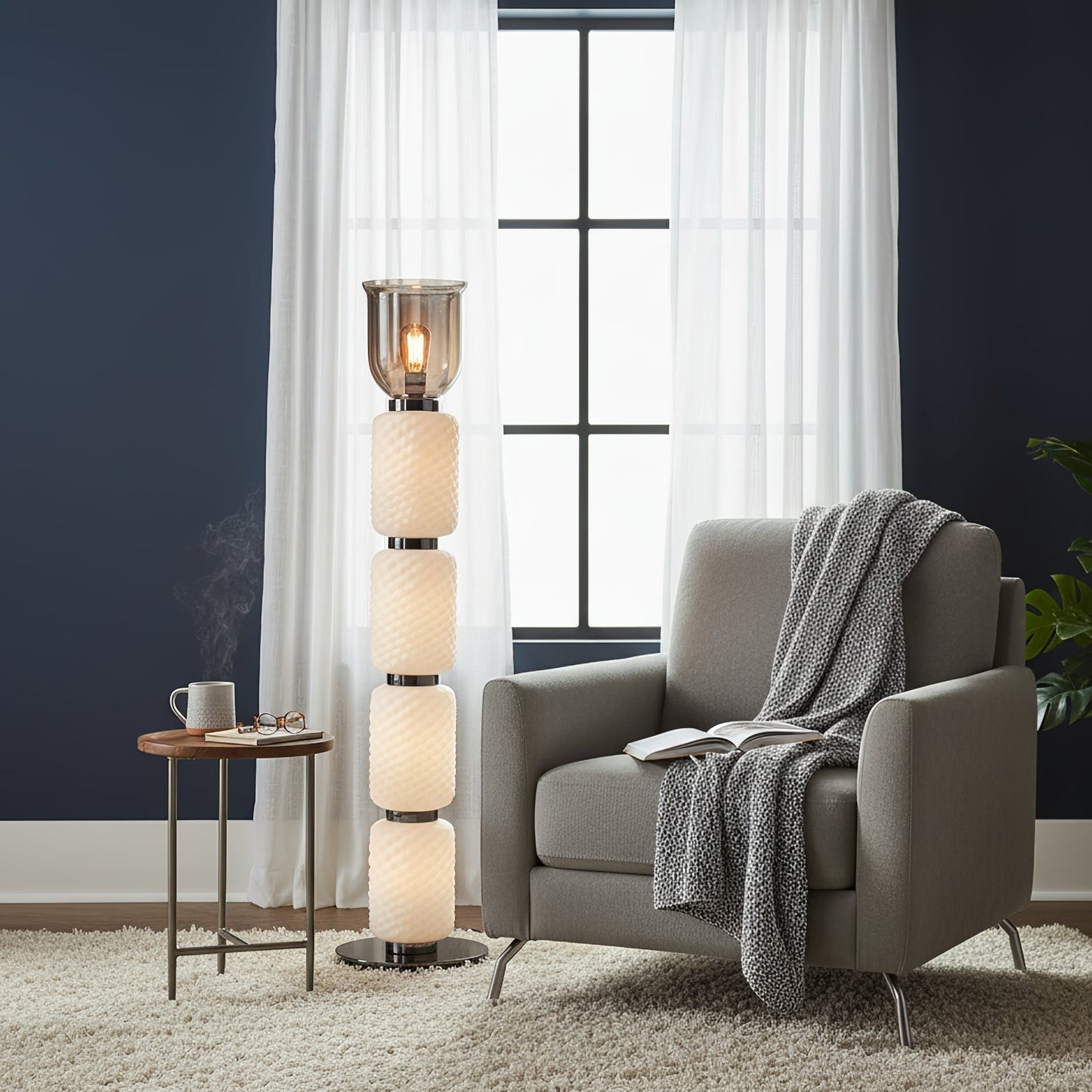 Textured Layered Glass Floor Light