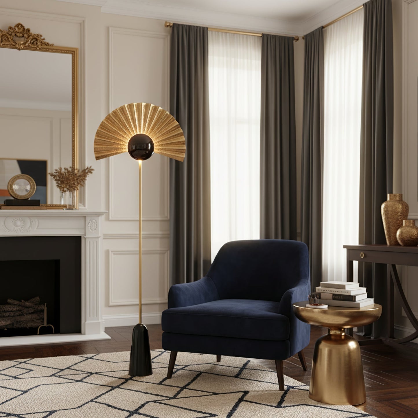 Gilded Fan Floor Lamp